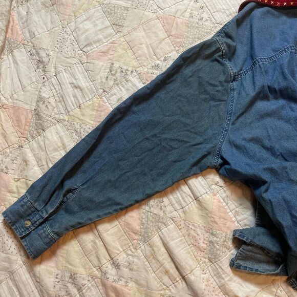 white stag blue denim collared fall grandma button up pumkins scarecrows 18/20 - Picture 8 of 8